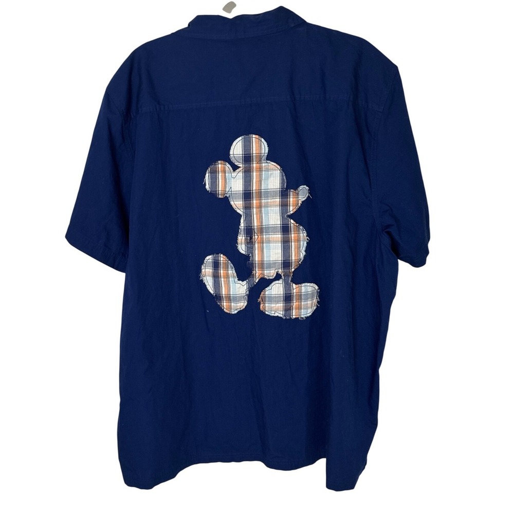 Disney Store Mickey Mouse Plaid Patchwork Blue Bu… - image 1